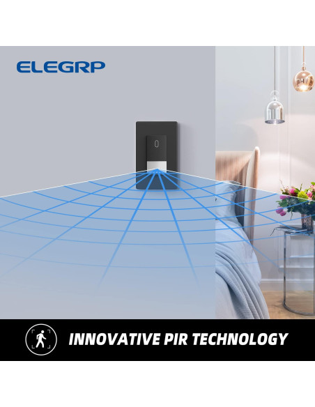 Interruptor de Luz con Sensor de Movimiento ELEGRP, Negro Interruptor de Luz con Sensor de Movimiento ELEGRP, Negro