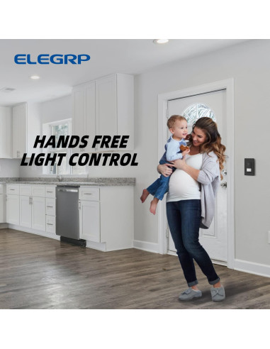 Interruptor de Luz con Sensor de Movimiento ELEGRP, Negro