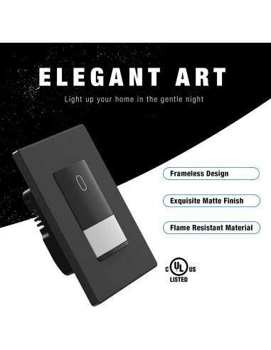 Interruptor de Luz con Sensor de Movimiento ELEGRP, Negro