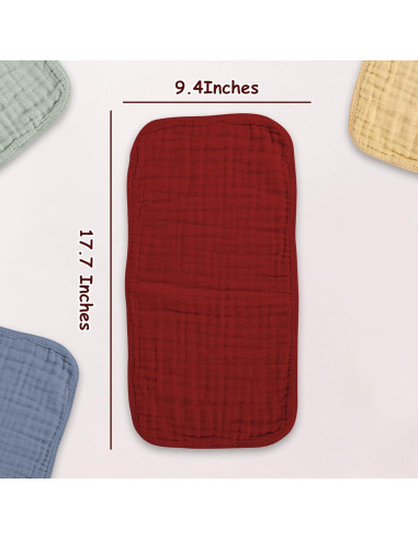 Paños de Eructo TDHD 100% Algodón Muselina 6 Piezas Rojos
