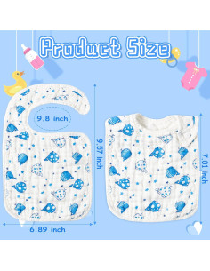 Juego de 10 Baberos de Muselina Algodón BUoonyer Ajustables 2