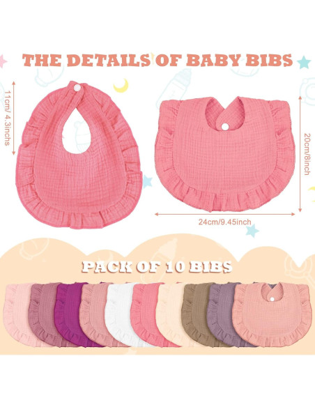 Baberos de Muselina Seematn 10 Pcs Algodón Unisex Retro Baberos de Muselina Seematn 10 Pcs Algodón Unisex Retro