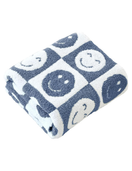 Manta de bebé Brnabiou microfibra Sonrisa Azul 76x101 cm Manta de bebé Brnabiou microfibra Sonrisa Azul 76x101 cm