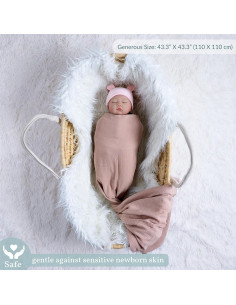 Manta de Muselina Meracorallo Rosa 100% Algodón 110x110 cm 2