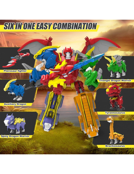 Juguetes Robot Dinosaurio Transformador STOULKD 6 en 1 Juguetes Robot Dinosaurio Transformador STOULKD 6 en 1