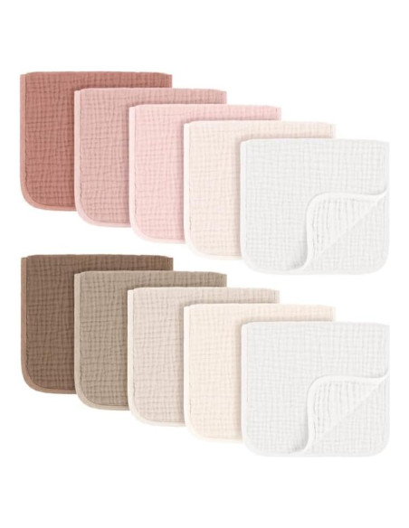 Paquete de 10 Paños de Muselina MairMore 100% Algodón Rosa Paquete de 10 Paños de Muselina MairMore 100% Algodón Rosa