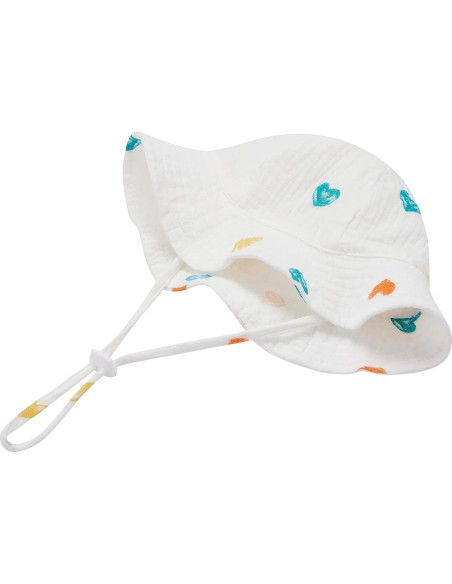 Sombrero de sol para bebés de algodón con ala ancha - 0-12 meses Sombrero de sol para bebés de algodón con ala ancha - 0-12 meses