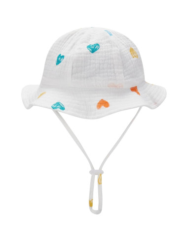 Sombrero de sol para bebés de algodón con ala ancha - 0-12 meses