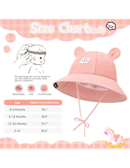 Sombrero de Sol Zando para Bebé UPF 50+ Rosa 6-12 meses Sombrero de Sol Zando para Bebé UPF 50+ Rosa 6-12 meses