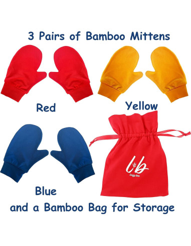Manoplas de Bambú Leafy Boo para Eccema 2-3 Años - 3 Pares