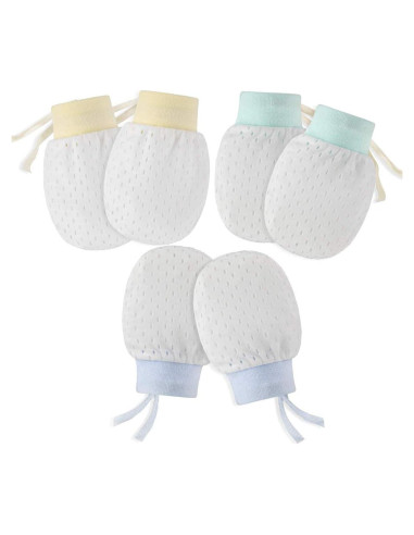 Guantes de Malla para Bebés Chryvva Algodón 0-12 Meses 6 Pzas