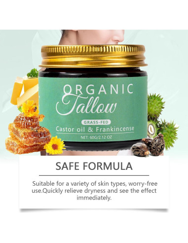 Bálsamo de Sebo Orgánico KBSBUBB 60g con Aceite de Ricino e Incienso