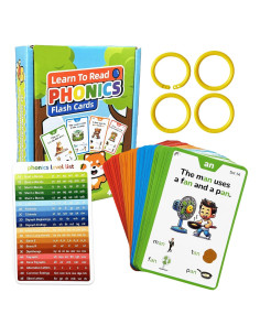 Tarjetas de Flash Fonéticas TUNJEJINY - 64 Tarjetas Educativas