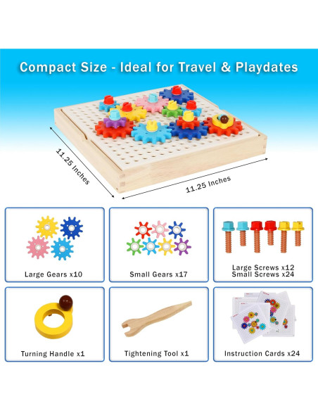 Juego de Rompecabezas Montessori Engranajes de Madera 28.5cm Juego de Rompecabezas Montessori Engranajes de Madera 28.5cm