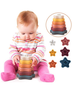 Juguete Apilable de Silicona Promise Babe - Bloques Estrella 6 Piezas 2