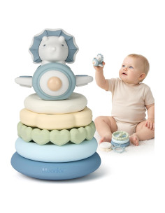 Juguete Apilable Dinosaurio Moonkie | 7 Piezas Silicona para Bebés