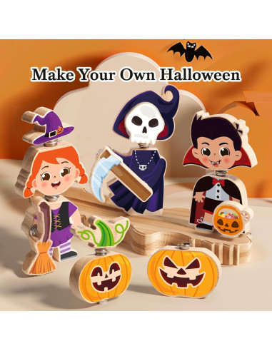 Bloques de Construcción Halloween HUZU - Bruja, Vampiro, Esqueleto