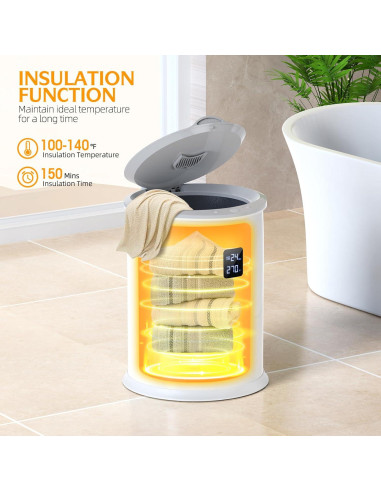 Calentador de Toallas WXKNV N5 Blanco con Temporizador y Pantalla LED