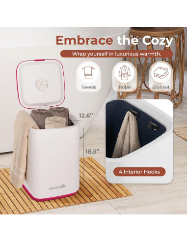 Calentador de Toallas SereneLife 23L Rosa con Temporizador