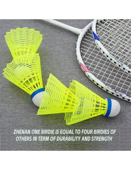 Paquete de 12 Plumas de Bádminton ZHENAN Nylon Amarillo Paquete de 12 Plumas de Bádminton ZHENAN Nylon Amarillo