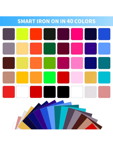 Vinilo Termoadhesivo MeYuxg 40 Hojas 14x30.48cm para Cricut Joy