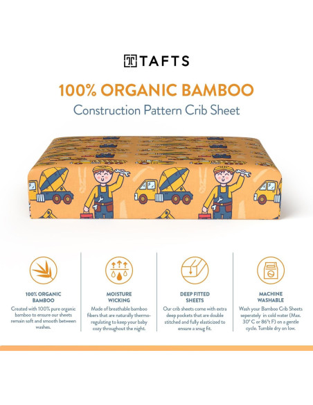 Sábanas Ajustables Tafts 100% Viscosa Bambú Cuna Estándar Sábanas Ajustables Tafts 100% Viscosa Bambú Cuna Estándar