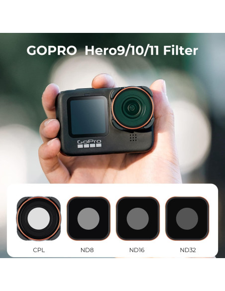 Kit de Filtros K&F Concept ND8 ND16 ND32 CPL para GoPro Kit de Filtros K&F Concept ND8 ND16 ND32 CPL para GoPro