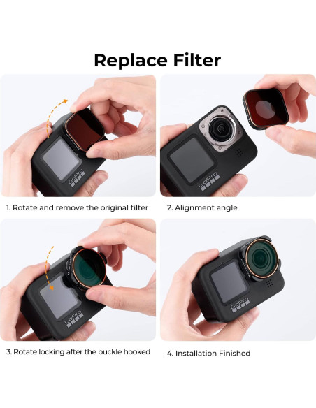 Kit de Filtros K&F Concept ND8 ND16 ND32 CPL para GoPro Kit de Filtros K&F Concept ND8 ND16 ND32 CPL para GoPro