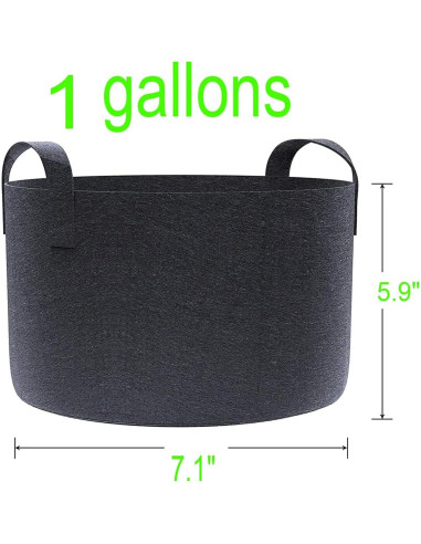 Paquete de 6 bolsas de cultivo VGE 3.78L con asas para plantas