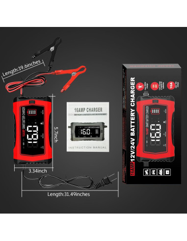 Cargador de Batería Inteligente Dght 16A 12V/24V Litio/Plomo