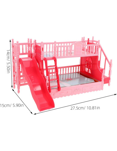 Cama litera para muñecas TOYANDONA 1:12 rosa con escalera