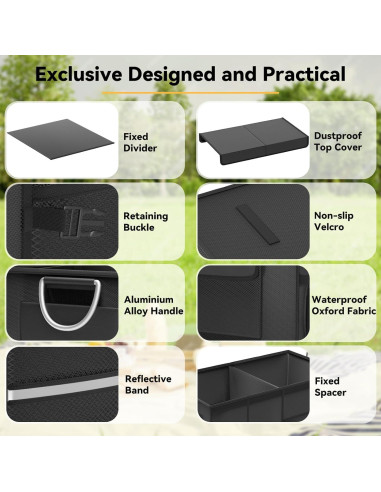 Organizador de Maletero CLESOO 56L Plegable para SUV Negro