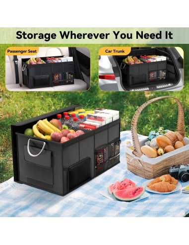 Organizador de Maletero CLESOO 56L Plegable para SUV Negro