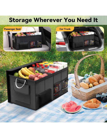 Organizador de Maletero CLESOO 56L Plegable para SUV Negro Organizador de Maletero CLESOO 56L Plegable para SUV Negro