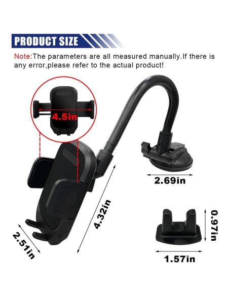 Soporte para Teléfono de Coche LAINLOY Brazo Flexible 30.48 cm Soporte para Teléfono de Coche LAINLOY Brazo Flexible 30.48 cm