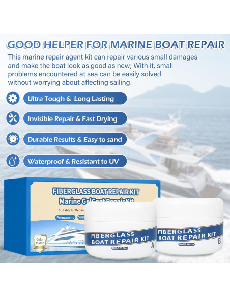 Kit de Reparación de Fibra de Vidrio Marino VerdeVilla 200g Kit de Reparación de Fibra de Vidrio Marino VerdeVilla 200g