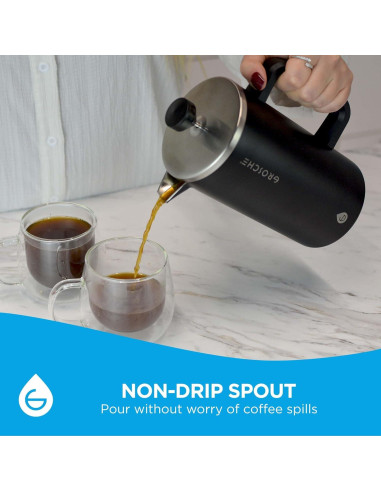 Cafetera Prensa Francesa GROSCHE Dublin Acero Inoxidable 8 Tazas