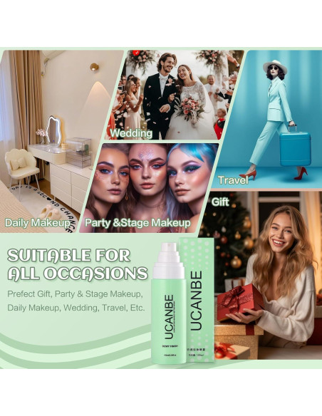 Spray Fijador de Maquillaje UCANBE Dewy 100 ml + 2 Esponjas Puff Spray Fijador de Maquillaje UCANBE Dewy 100 ml + 2 Esponjas Puff
