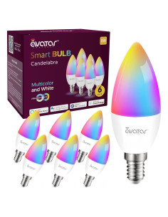 Paquete de 6 Bombillas LED Inteligentes E12 RGB y Blanco 5W
