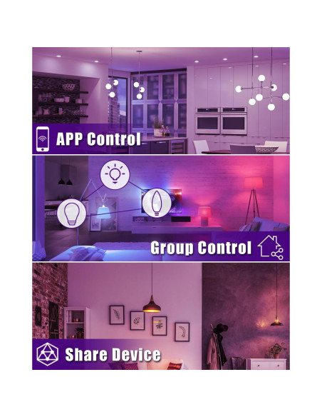 Paquete de 6 Bombillas LED Inteligentes E12 RGB y Blanco 5W Paquete de 6 Bombillas LED Inteligentes E12 RGB y Blanco 5W