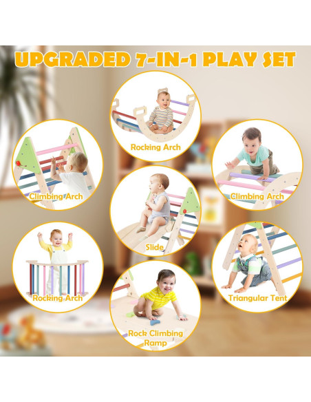 Juego de Triángulo Pikler JOYTRY 7 en 1 para Niños 11.89 kg Juego de Triángulo Pikler JOYTRY 7 en 1 para Niños 11.89 kg