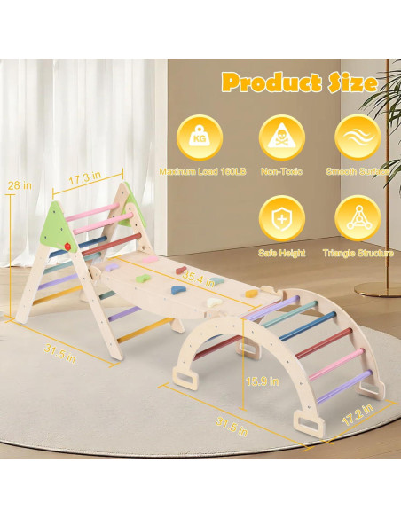 Juego de Triángulo Pikler JOYTRY 7 en 1 para Niños 11.89 kg Juego de Triángulo Pikler JOYTRY 7 en 1 para Niños 11.89 kg