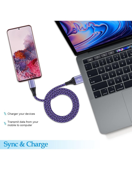 Cable USB Tipo C Carga Rápida 1.83m 2-Pack Kdiemees Cable USB Tipo C Carga Rápida 1.83m 2-Pack Kdiemees