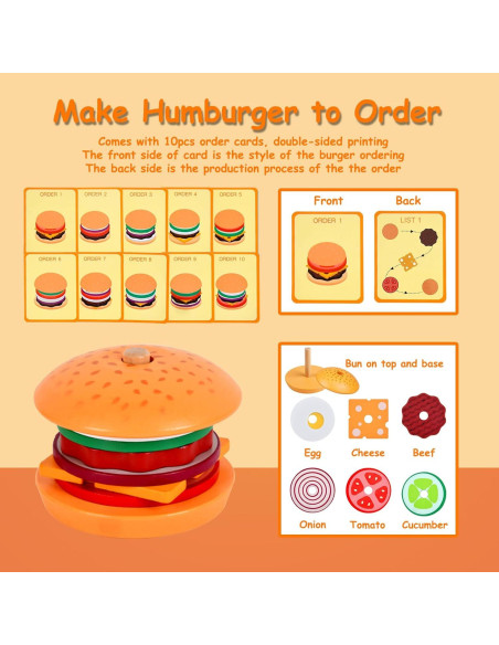 Juguete de Madera Hamburguesa Pajojoqa 10 cm Educativo Juguete de Madera Hamburguesa Pajojoqa 10 cm Educativo