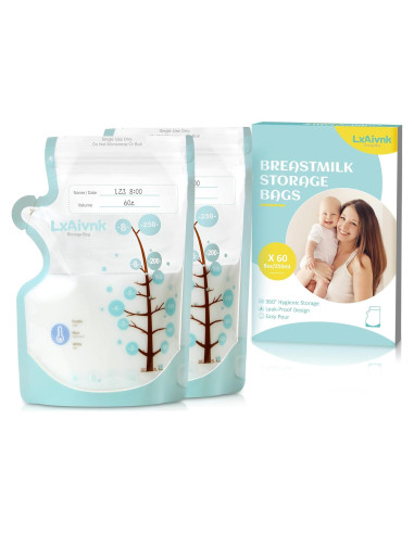 Bolsas de Almacenamiento de Leche Materna LXAIVNK 180ml - 60 Unidades