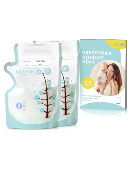 Bolsas de Almacenamiento de Leche Materna LXAIVNK 180ml - 60 Unidades Bolsas de Almacenamiento de Leche Materna LXAIVNK 180ml - 60 Unidades