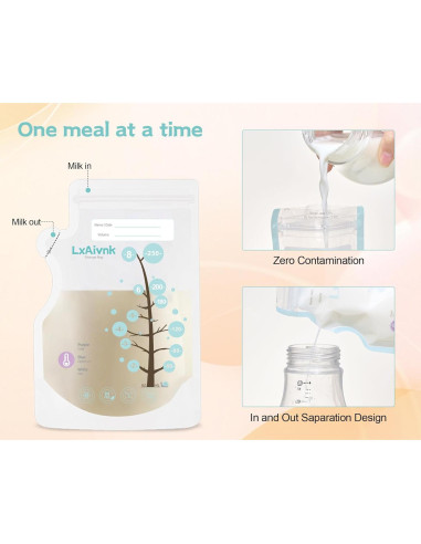Bolsas de Almacenamiento de Leche Materna LXAIVNK 180ml - 60 Unidades
