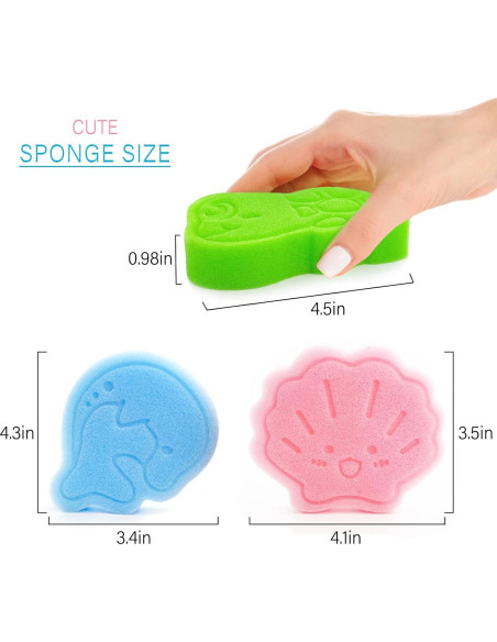 Esponja de Baño Suave DANCELF 3pcs Delfín Azul Concha Rosa Tortuga Verde Esponja de Baño Suave DANCELF 3pcs Delfín Azul Concha Rosa Tortuga Verde
