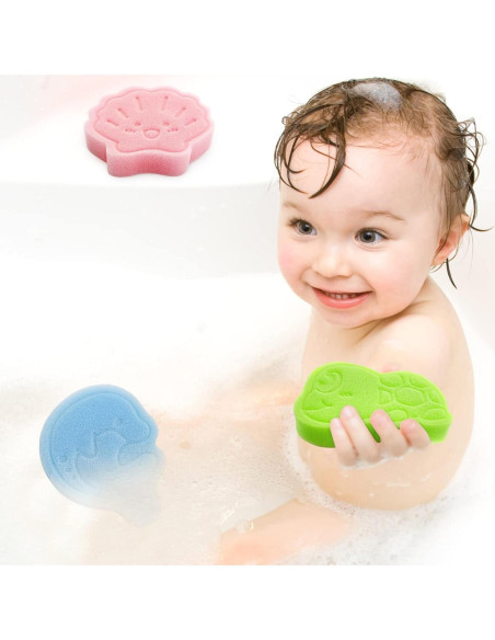 Esponja de Baño Suave DANCELF 3pcs Delfín Azul Concha Rosa Tortuga Verde Esponja de Baño Suave DANCELF 3pcs Delfín Azul Concha Rosa Tortuga Verde