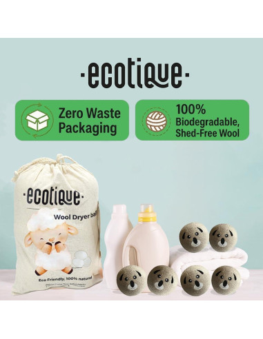Bolas de Secado de Lana Ecotique XL - Paquete de 6, 100% Lana